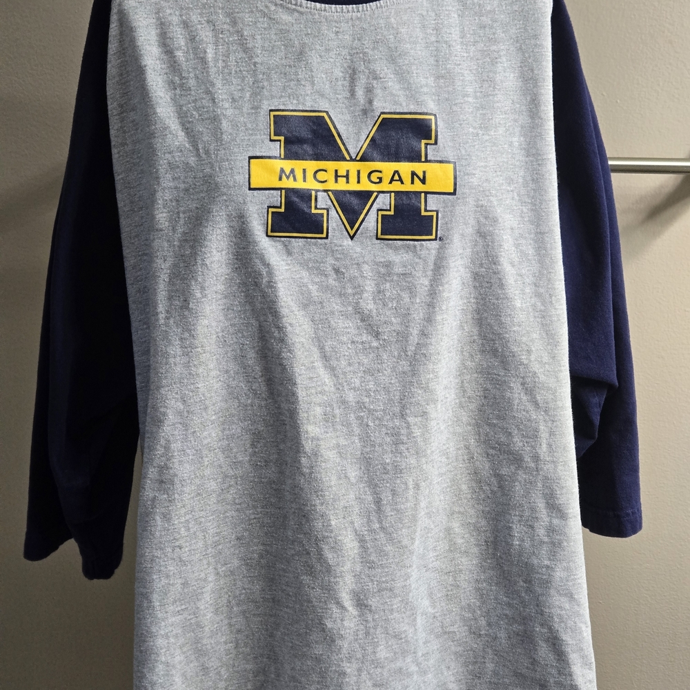 NCAA Michigan Gray and Navy Long Sleeve Shirt